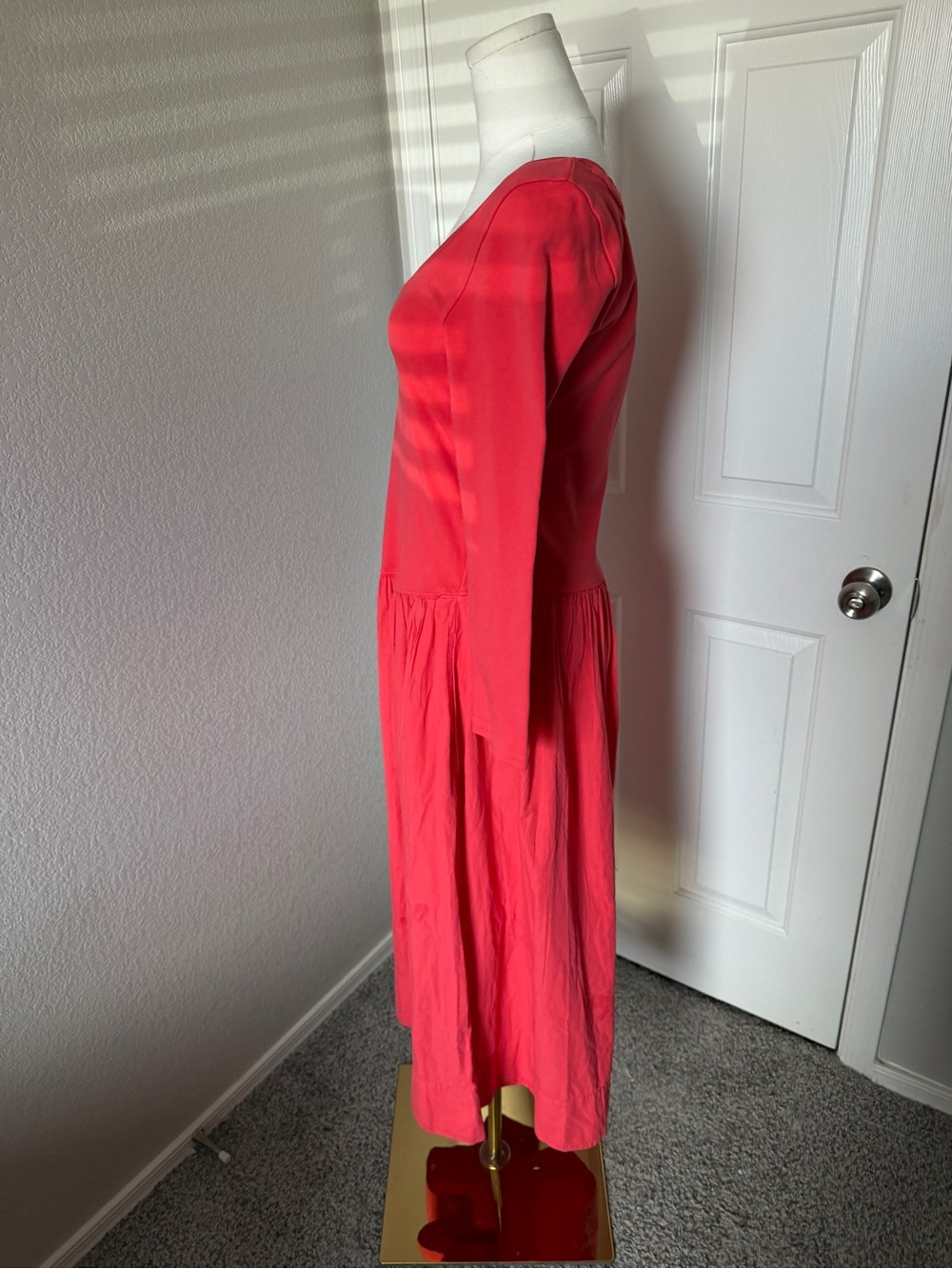 Free People Red Scoop-Neck Long-Sleeve Midi Dress - Picture 4 of 6